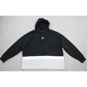 Reebok Hoodie Mens 2XL Black Cotton Delta Logo Fleece Lined Long Sleeve Pullover